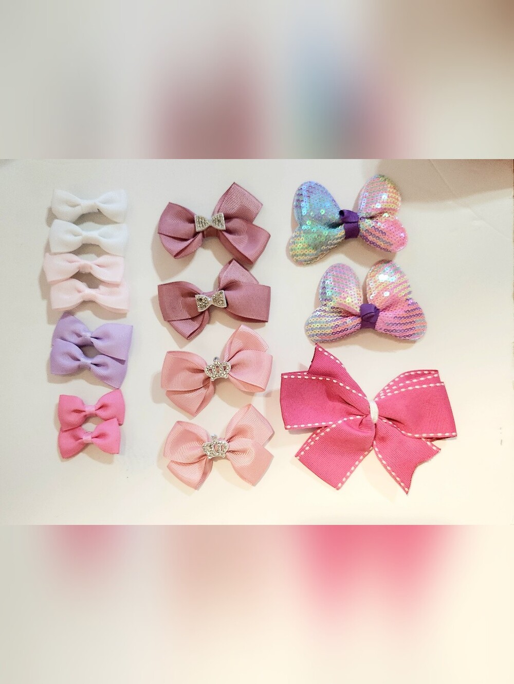 🩷Girls Hair Bow Set in Pink & White Size: OS